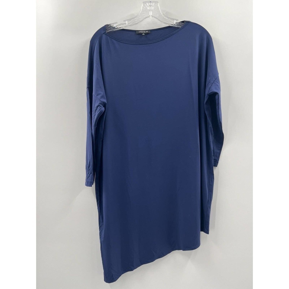 Lafayette 148 Women’s 3/4 Sleeve Asymmetrical Navy Blue Pullover Size Medium